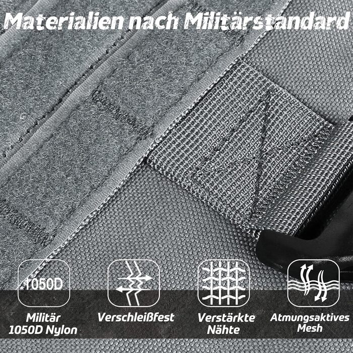 Шлейка для собак Rabbitgoo для великих собак без натягу, тактична, з MOLLE, металеві пряжки, дихаюча, військова, регульована, з підкладкою, L (1 шт., сіра)