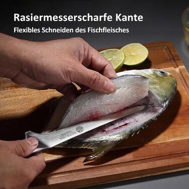 Японський кухонний ніж YOTSUBA 22 см - професійний шеф-ніж з високоякісної нержавіючої сталі з ергономічною ручкою, 18 см ніж для філетування