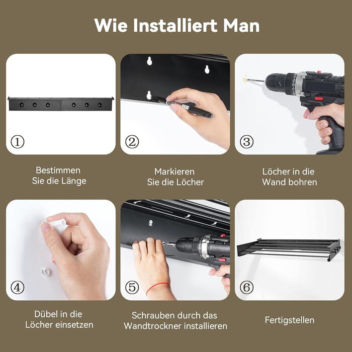 Настінна сушилка для білизни Donken, 80/100 см, розтяжна, для ванної, балкону, тераси