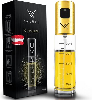 Розпилювач для олії VALUXE® Original – Преміум нержавіюча сталь та скло, для кухні, точний дозатор для олії для смаження та заправки салатів (золотистий)