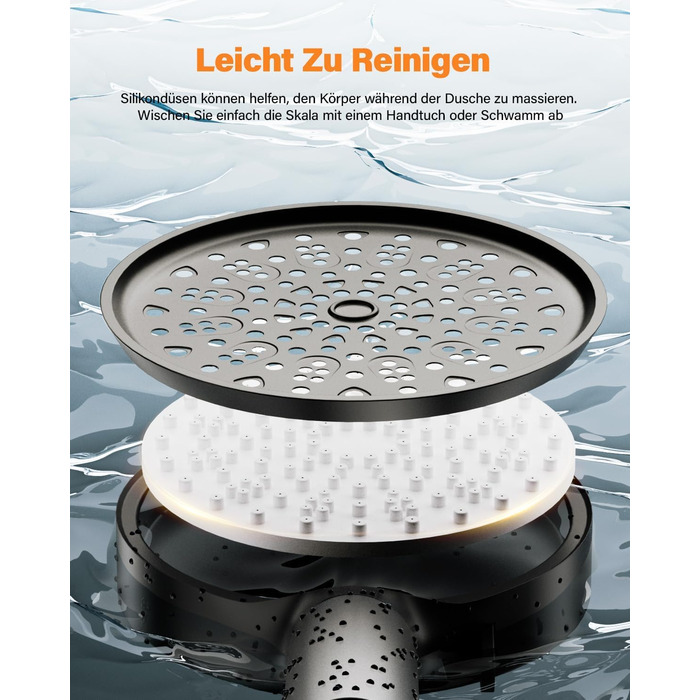 Cobbe Shower Head with Hose, High-Pressure Handheld Shower with 20-Stage Filtration, Water-Saving Shower Head with 6 Spray Modes, Rain Shower Pressure-Boosting and Water-Saving Shower Head for Hard Water