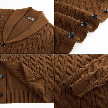 Кардиган чоловічий PJ PAUL JONES з коміром-шарфом, грубий в'язання, на ґудзиках (XL, Червоне верблюже)