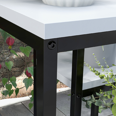 Outsunny Plant Stand Steel Flower Shelf 4 Tiers for Garden Balcony 34x34x70cm White