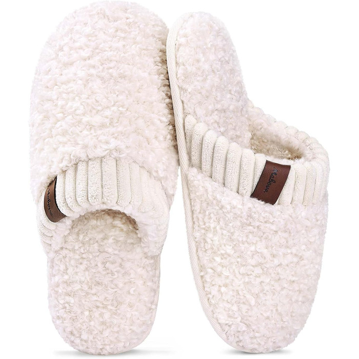 Тапочки жіночі Mabove Hausschuhe з меморі-піною, теплі зимові для дому (38/39 EU, молочний колір)
