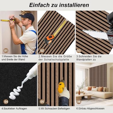 Акустичні 3D-панелі з дерева AKK-PANE 240x60 см (1,44 м²), стінові шумопоглинаючі панелі для кухні, вітальні та офісу, колір: темний горіх