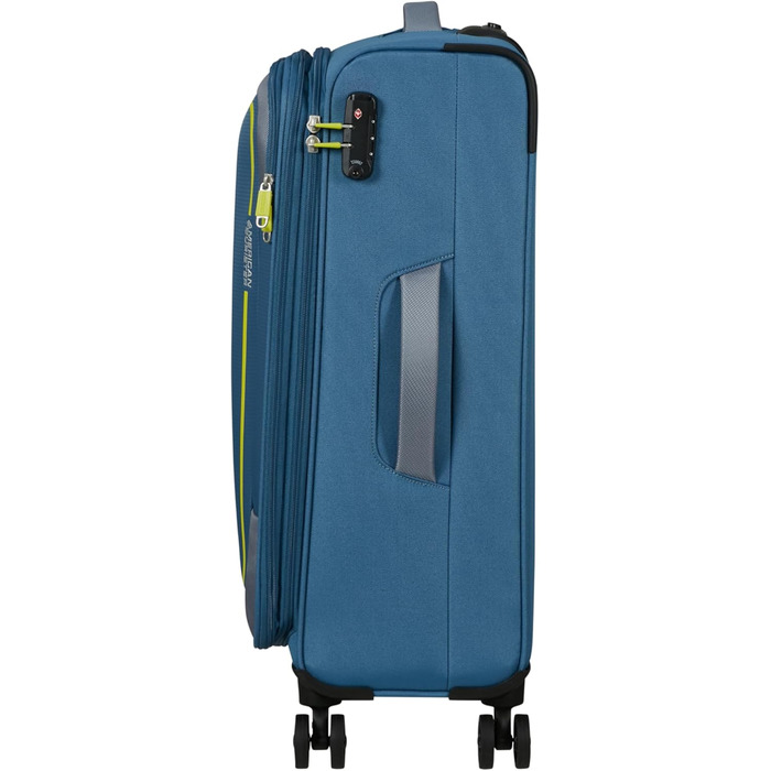 Валіза American Tourister Pulsonic Spinner L, розширювана, 81 см, 113/122 л, синя, поліестер