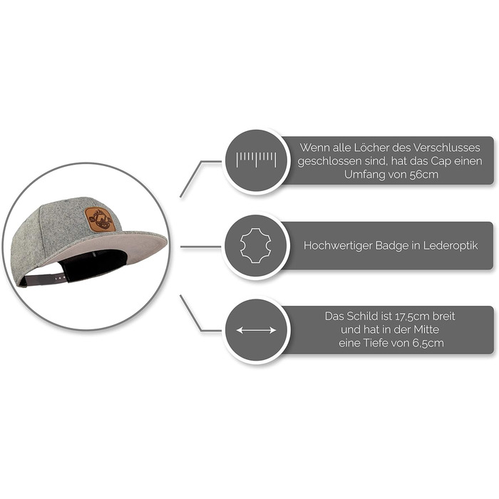 Кепка бейсболка Jumping Bird • Знімна кепка-снуд • Фетр, унісекс, сірий • Легко миється