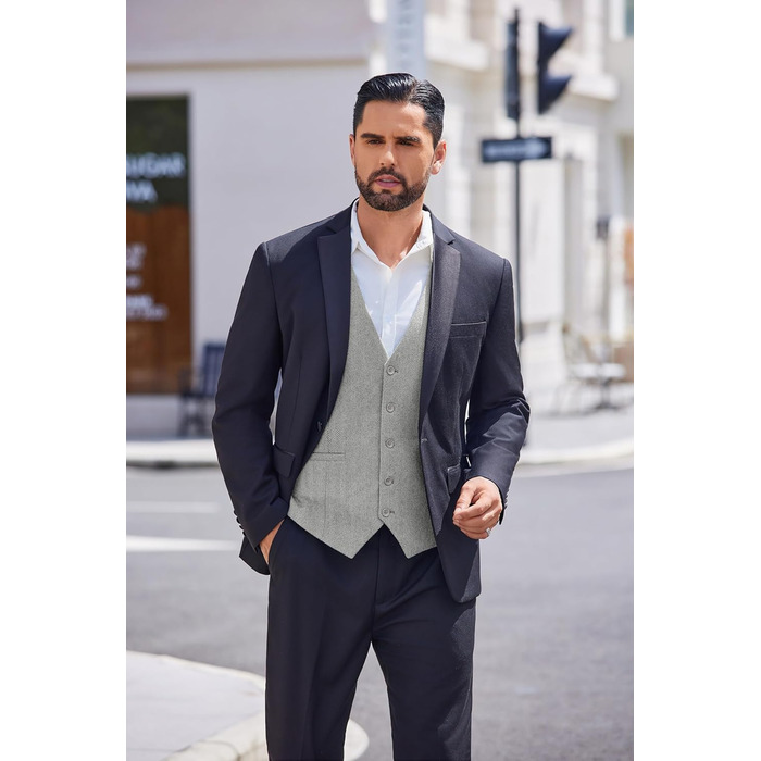 Жилет чоловічий COOFANDY, елегантний, для бізнесу, класичний, сірий, розмір XL