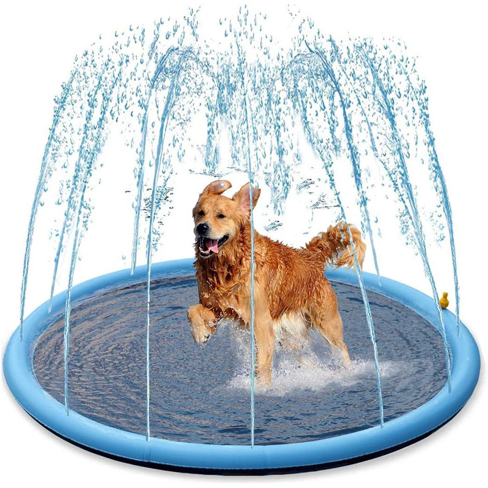 Refreshing Splash Sprinkler for Dogs - 170cm Dog Pool for Large Water Toy - Dog Water Play Mat Pool Fountain Splash Pad (Splash Pad-150cm)