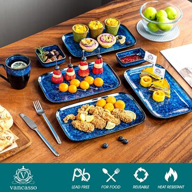 Набір тарілок Vancasso Stern для 4 осіб: сервірувальні, обідні, десертні, сніданок, зелений (4 шт.)