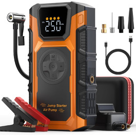 Powerbank для автомобіля Starthilfe 6000A з компресором 150PSI, 12V, для бензинових та дизельних авто (до 10л), QC3.0, LCD, ліхтарик