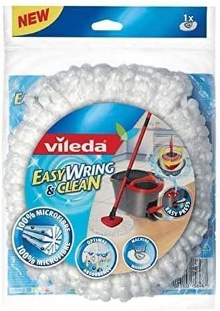 Vileda Turbo Easy Wring & Clean Classic Replacement Mop Head, suitable for Spin Mop Floor Cleaners, for all hard floors, removes over 99% of bacteria with just water*, 3-pack