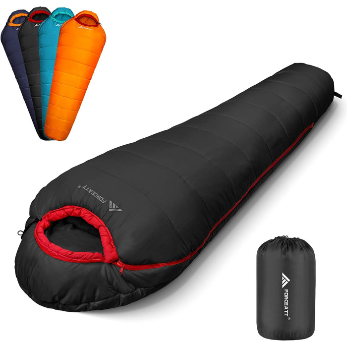 Спальний мішок Forceatt -10°C~15°C, 4 сезони, зимовий для дорослих, водонепроникний, ультралегкий, для кемпінгу, подорожей, туризму та відпочинку. Кольори: синій, чорний.