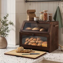 YOUDENOVA Бак для хліба з бамбука Eco, з дощечкою для нарізання, 39x26x32,5 см, коричневий