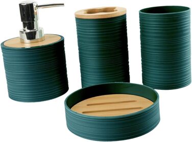 Набір аксесуарів для ванної кімнати Perfk (4 шт.): дозатор мила, тримач для зубних щіток, склянки для ополіскувача, декор для ванної кімнати, зелений (темно-зелений)