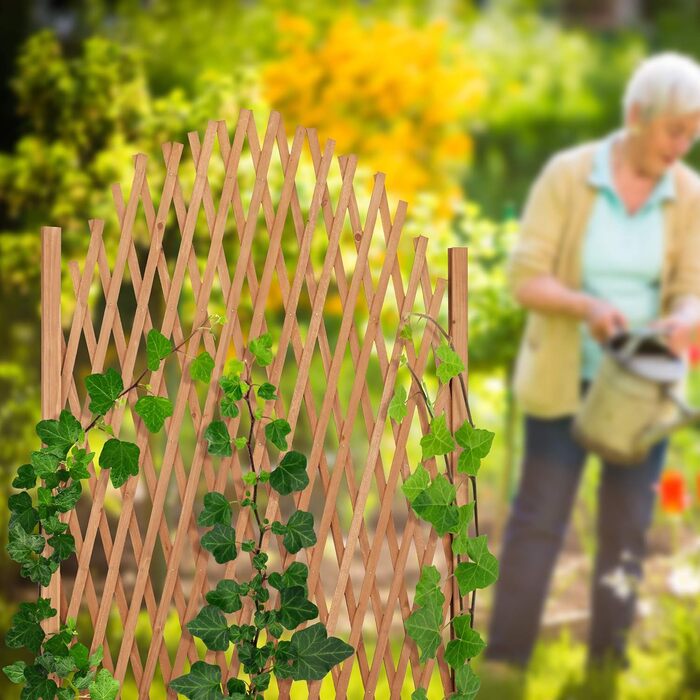 Relaxdays Trellis, extendable, freestanding, for garden, balcony, terrace, climbing aid, HxBxT: 100 x 165 x 30 cm, brown