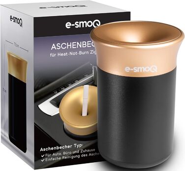 Електронна попільничка e-smoQ з кришкою для IQOS 3/3 DUO, аксесуар для авто, офісу, дому та вулиці, чорна/золота