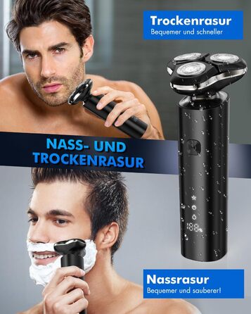 Електричний чоловічий бритва 3D з підзарядною базою - IPX7, вологостійкий, чорний