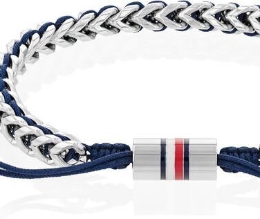 Браслет чоловічий Tommy Hilfiger з нержавіючої сталі та нейлону, синій з регульованим замком
