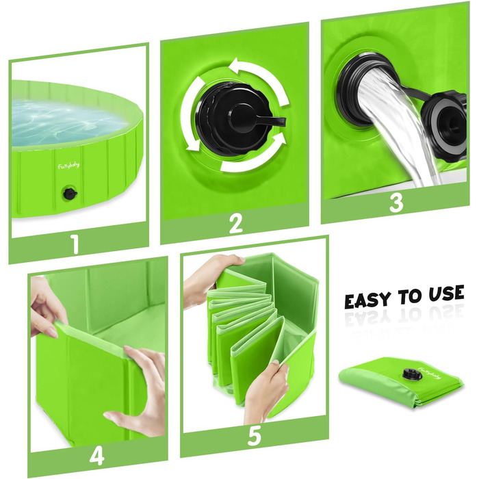 Foldable Dog Pool for Dogs, Dog Cushion Pool, Portable, for Dog Bath, Plastic, Large, Hard, Children's Pool (100 x 30 cm) (Large(120×30cm), Green)