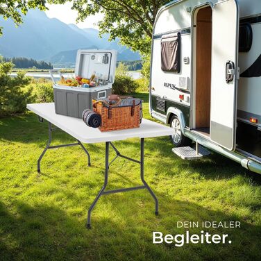 Складний алюмінієвий стіл TekTake для кемпінгу, саду, тераси, балкону (183x76x74 см, модель 402153)