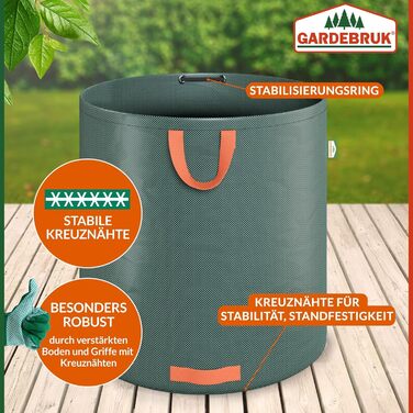 GARDEBRUK Мішок для садового сміття 4x500 л, міцний, водостійкий, навантаження до 50 кг, для листя, трави та садових відходів