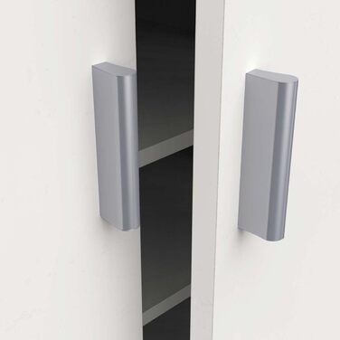 Multifunctional wardrobe with two doors, six shelves, white color, dimensions 55 x 108 x 36 cm