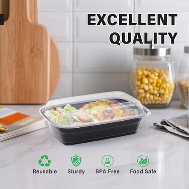 WUHUIXOZ 50-Piece 32oz Meal Prep Containers with, Premium Reusable Containers for Meal Prep Lunchbox with Lid, Microwave, Freezer, Dishwasher Safe