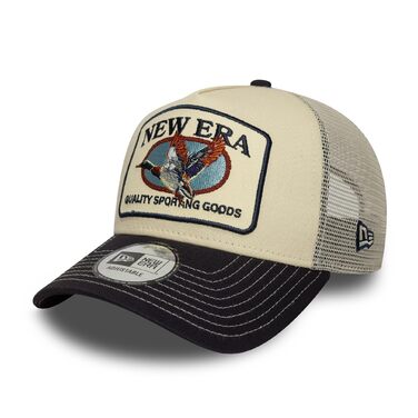 Кепка бейсболка New Era A-Frame Trucker Olive/White - регульована, з нашивкою, універсальний розмір