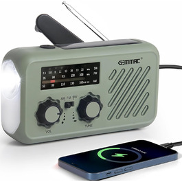 Радіо на сонячній батареї з ручкою та акумулятором 2000mAh, SOS-сигнал, ліхтарик, AM/FM, USB, для кемпінгу та подорожей