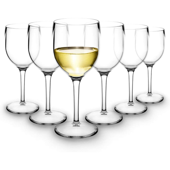 Premium Unbreakable Red Wine Glasses - Reusable Plastic, 25cl, 6-Pack
