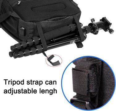 Рюкзак для фотокамери CADeN: водонепроникний, для Canon, Nikon, Sony, 2 DSLR, 7 об'єктивів, штатив, чорний