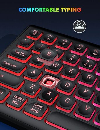 Бездротова клавіатура та миша з підсвічуванням, USB-C, тиха, для Mac/Windows/PC/Laptop - Чорний, QWERTY
