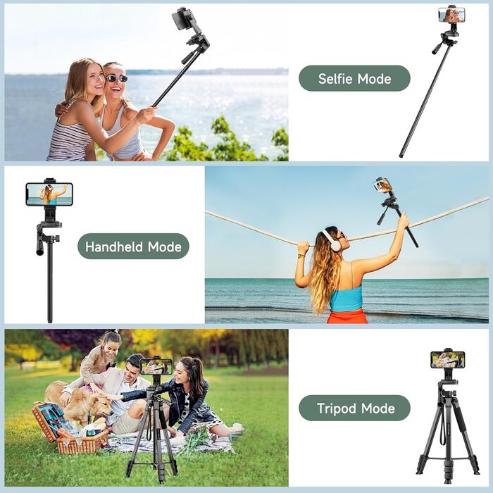 Штатив для камери JOILCAN 210.8 см, чорний: для фото та відеозйомки з DSLR, смартфонів та селфі-палиць