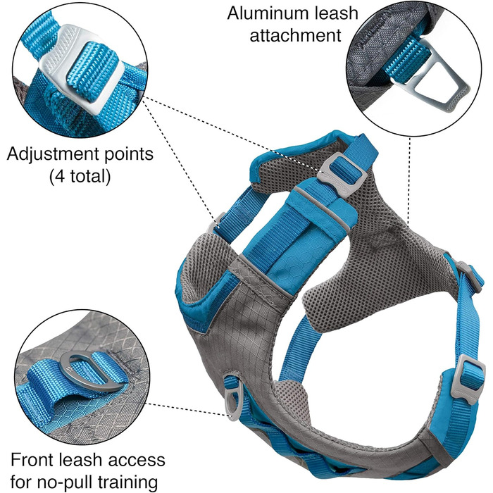 Шлейка для собак Kurgo Journey Air, зручна та безпечна для прогулянок та бігу, з ручкою для контролю, відбивачі, посилена, середній розмір (Orange/Sunset Chevron)