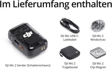 Беспроводной петличный микрофон DJI Mic 2 (черный) с Bluetooth, шумоподавлением, 48 кГц, 32-bit Float, дальность 250 м для камеры, телефона, видеоблога