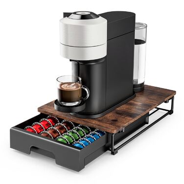 Органайзер для капсул Nespresso VertuoLine EVERIE з дерева, коричневий рустикальний, NP01-WD01