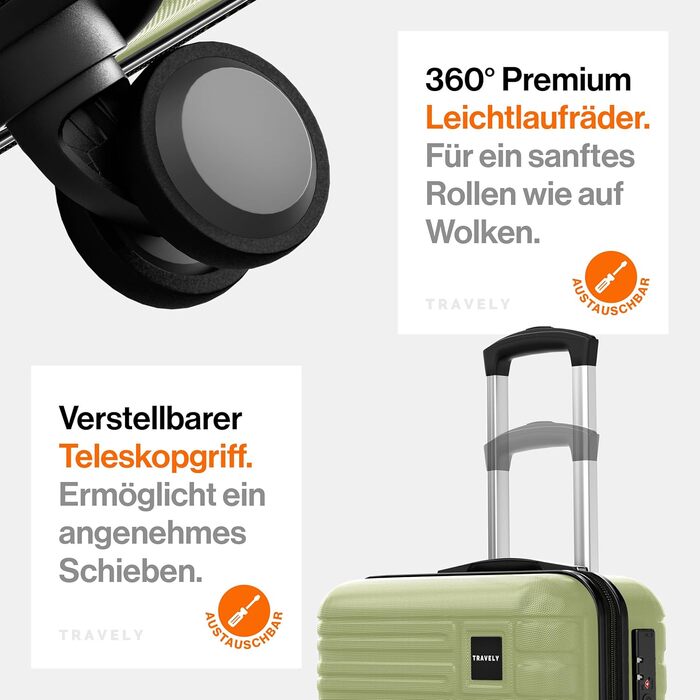 Чемодан туристичний великий 77 см, 100 л, полікарбонат, зелений, з TSA замком