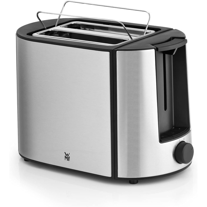 WMF Bueno Pro Toaster 2 Slice, Double-Slot Toaster Stainless Steel with Roll Holder, 2 Slices, 6 Browning Levels, 870 W, brushed stainless steel