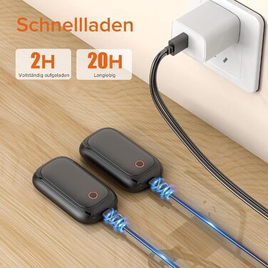 Електричні грілки для рук 2 шт. - акумуляторні, з магнітною застібкою, до 12 годин роботи, чорні - подарунок для жінок та чоловіків