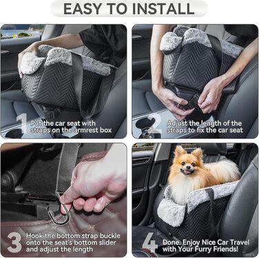 Автокрісло для собак PETSFIT, чорне, для маленьких собак до 5 кг, з захисними гаками