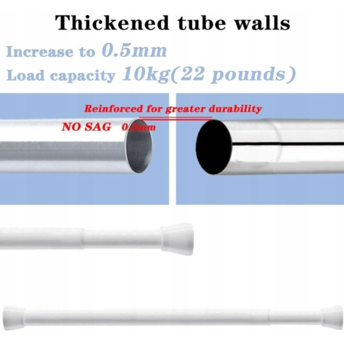 Телескопічна штора для ванної (карниз) 170-260 см, чорна сталь