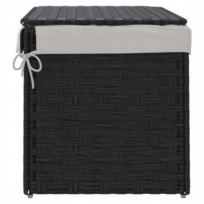Кошик для прання VidaXL з кришкою, поліротанг, чорний, 55,5x35x34 см