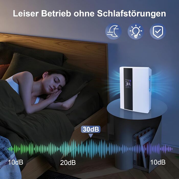 CITYBEE Електричний осушувач повітря - тихий осушувач з відведенням води, пульт дистанційного керування, таймер 24 год, автоматичне відтавання та UV-очищення. Підходить для підвалів та спалень. Потужність 2000 мл, білий.