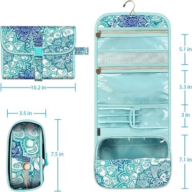 Fintie Косметичка-органайзер для подорожей, велика водонепроникна сумка для макіяжу, блакитного кольору, для жінок та дівчат
