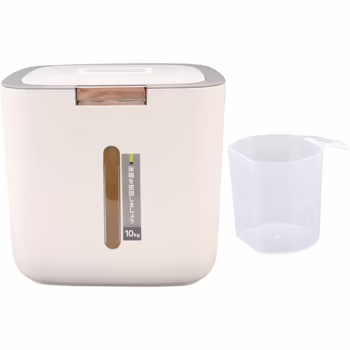 Food Storage Container, Sealed Multi-Purpose Cereal Container, Space-Saving, 22.0 Lb Capacity, with Measuring Cup Lid for Red Beans for Rice for Flour for Home for Millet (Light Grey)