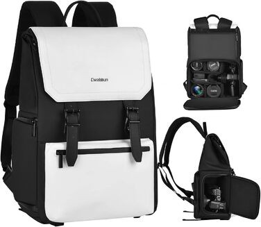 Рюкзак для камери Cwatcun: водонепроникний фоторюкзак для дзеркальних та бездзеркальних камер Sony, Canon, Nikon з об'єктивами та штативом. Білий.
