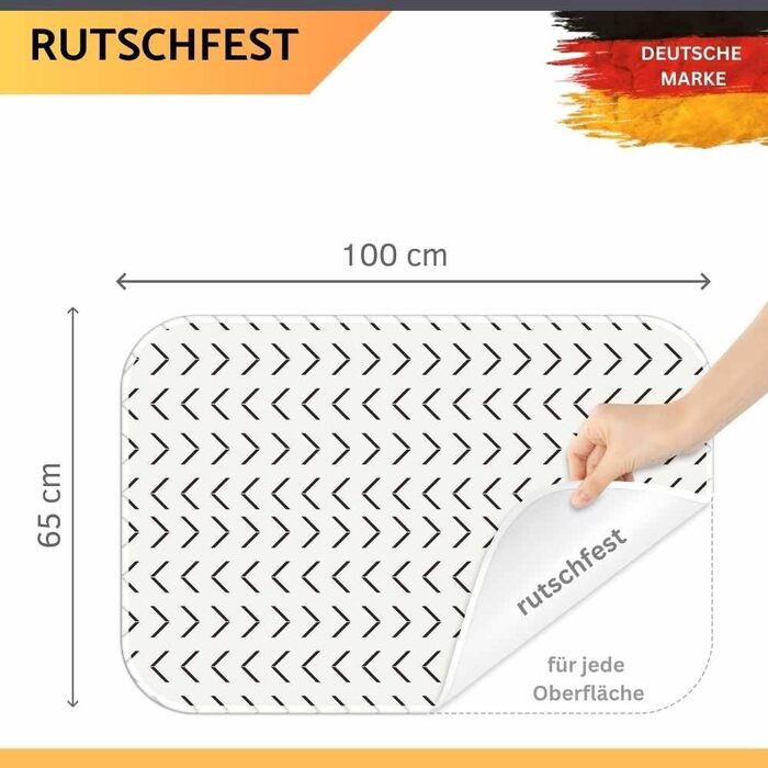 Чохол для прасувальної дошки 120x40 см - бавовна 100%, підходить для парової прасування, екстра товста підкладка + фіксатор та натягувач, бежево-чорний / трикутники, коврик для прасування