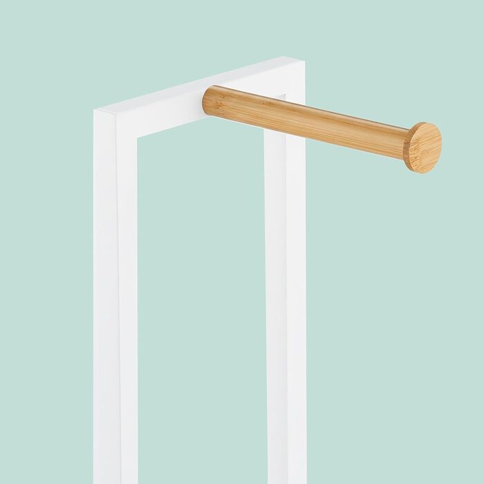 Набір для туалету Relaxdays: тримач туалетного паперу, щітка, тримач рулонів, білий/натуральний, 65 x 21 x 18 см