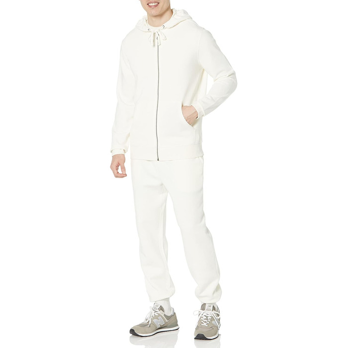 Чоловічий худі Amazon Essentias з французького трикотажу з блискавкою та зручним кроєм (L, кольору слонової кістки)